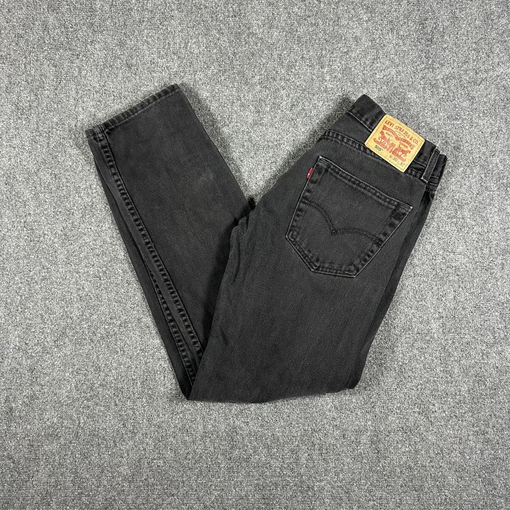 Levi's 505 Jeans Mens 30x32 Black Wash Denim Regular Fit Straight Leg #2488